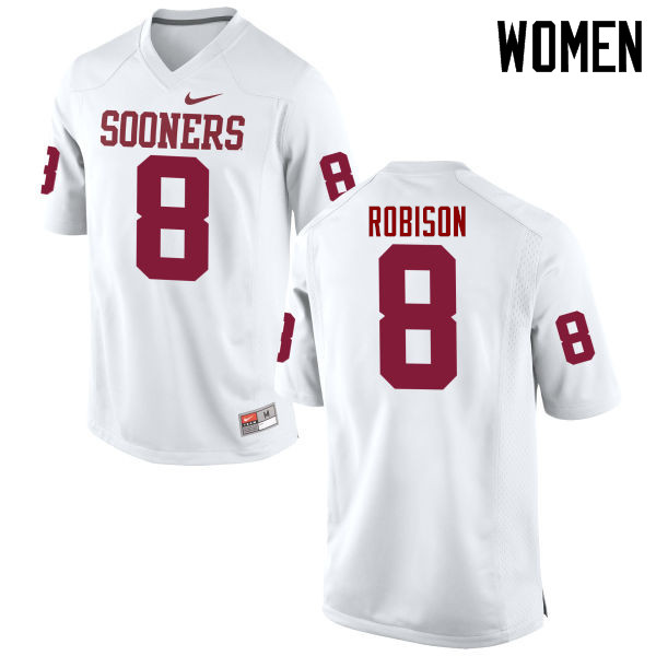 Women Oklahoma Sooners #8 Chris Robison College Football Jerseys Game-White - Click Image to Close